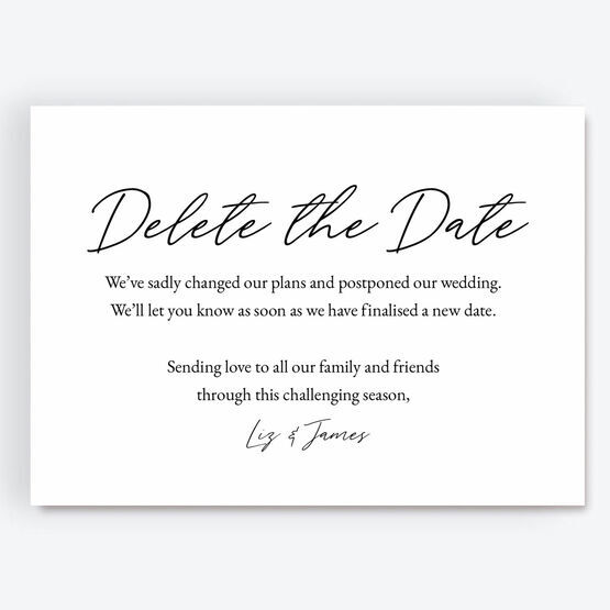 'Delete The Date' Wedding Postponement Card