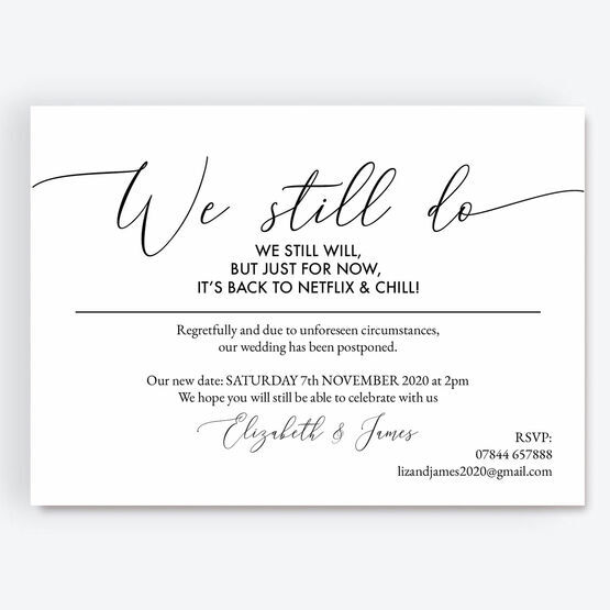 'We Still Do, We Still Will' Wedding Postponement Card