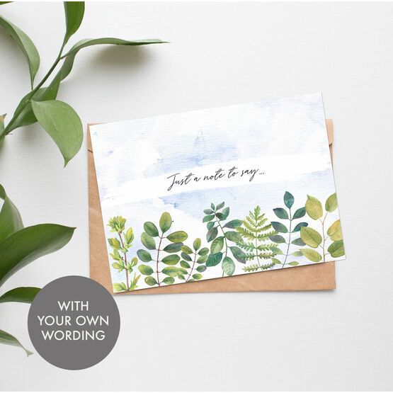 Pack of 10 Personalised 'Watercolour Leaves' Note Cards