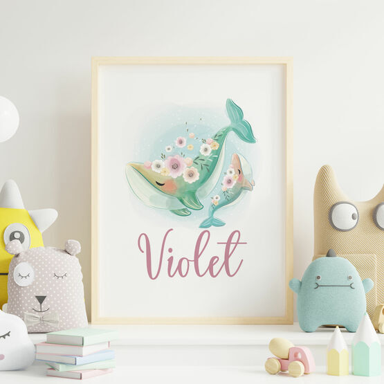 Watercolour Whales Personalised Wall Print