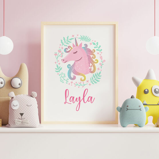 Unicorn Personalised Kids Wall Print