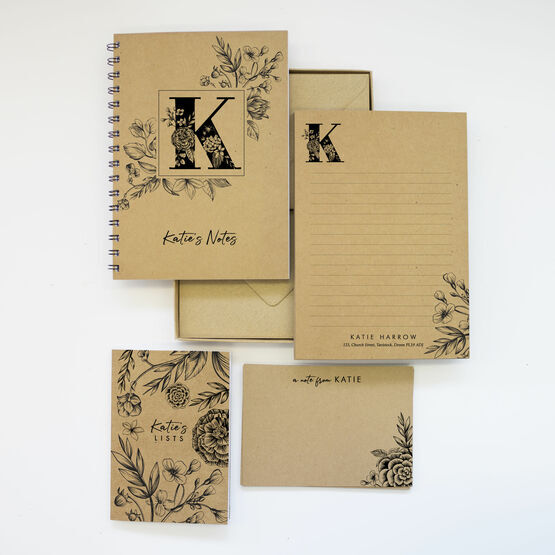 Personalised Eco Stationery Gift Set - 'Floral Monogram'