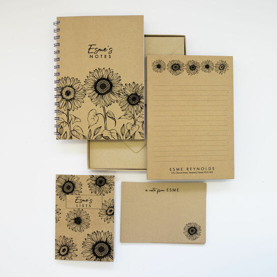 Personalised Eco Stationery Gift Set - 'Sunflowers'