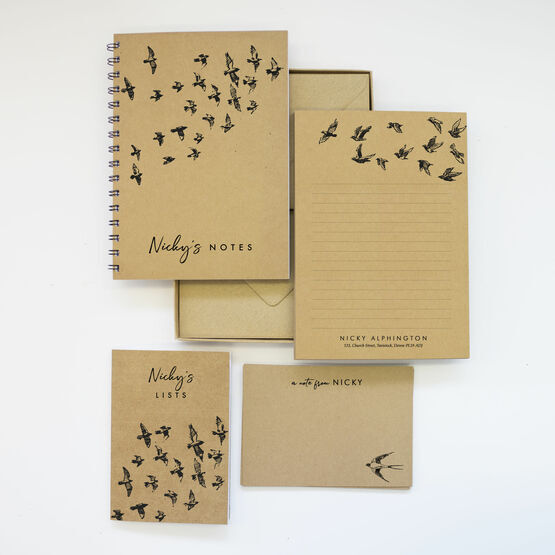 Personalised Eco Stationery Gift Set - 'Flying Birds'