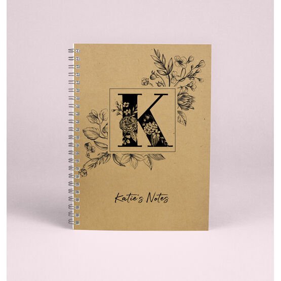 Personalised Floral Monogram A5 Notebook