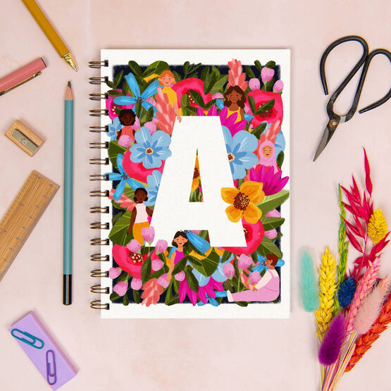 Personalised Floral Women's Initial Luxury Notebook