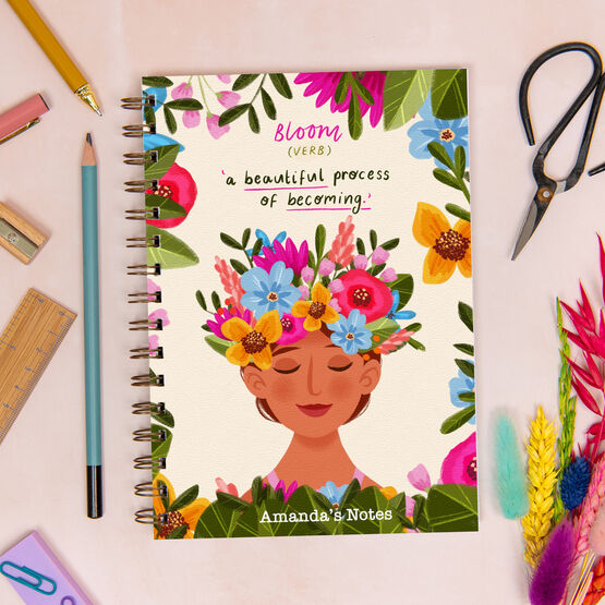 Bloom Floral Woman Personalised Luxury Notebook