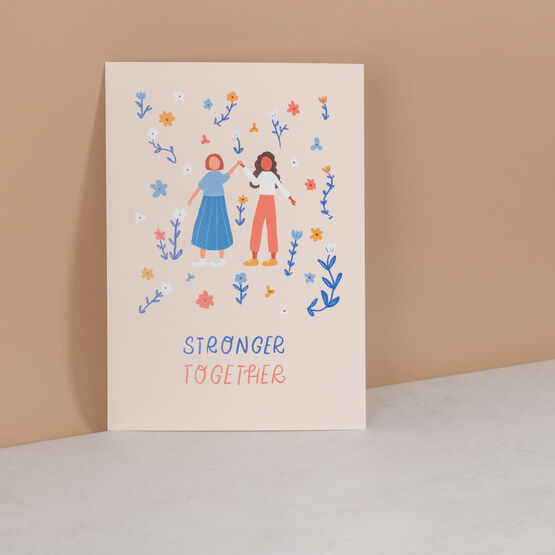 'Stronger Together' Women's Illustrated Wall Art Print