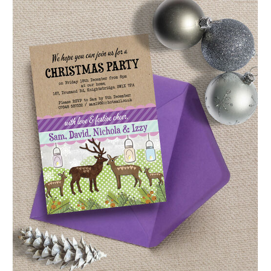Personalised 'Woodland Deer' Christmas Party Invitations
