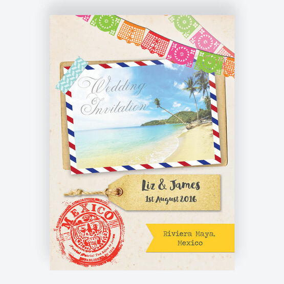Mexico Beach Postcard Wedding Invitation