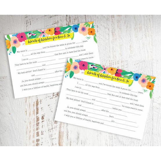 Floral Fiesta Wedding Wishes & Words of Wisdom Cards