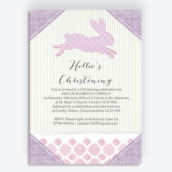 Pastel Bunny Christening / Baptism Invitation