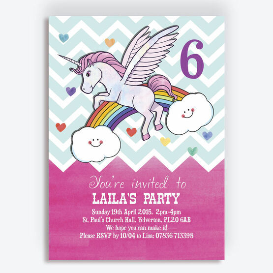 Rainbow Unicorn Party Invitation