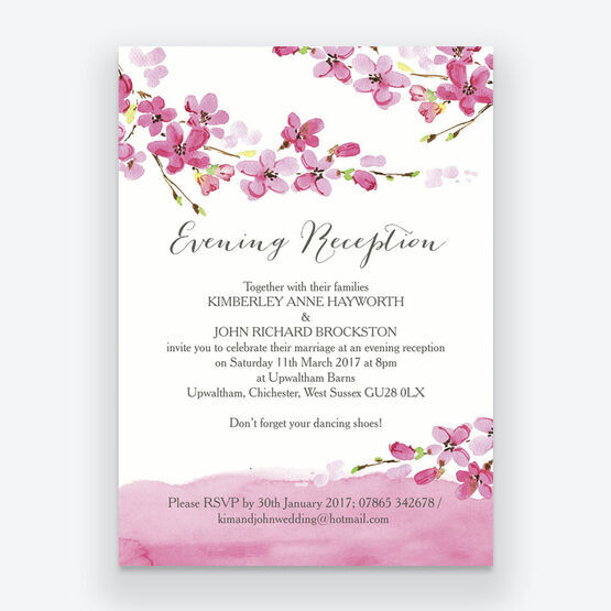 Cherry Blossom Evening Reception Invitation