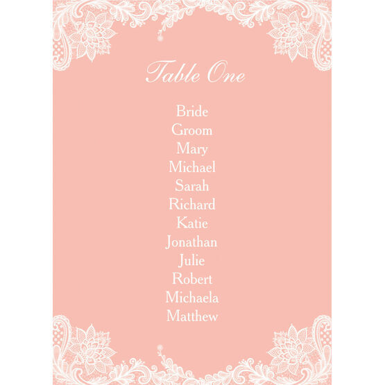 Romantic Lace Table Plan Card