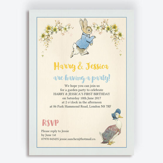 Peter Rabbit & Jemima Puddle Duck Party Invitation